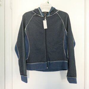 NWT vintage Y2K Sweet Juliet inside out blue fleece sweatshirt zip hoodie size S